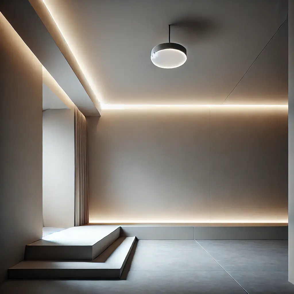 Minimalist interior with recessed lighting